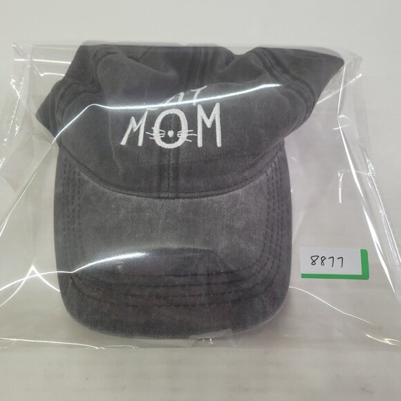 Cat Mom Hat Cap Womens Grey Distressed Adjustable Strapback Cotton‎ Ballcap - Picture 10 of 10